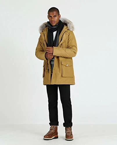 WOOLRICH PIUMINO Uomo Arctic Parka Df Beige Pelliccia Di Coyote