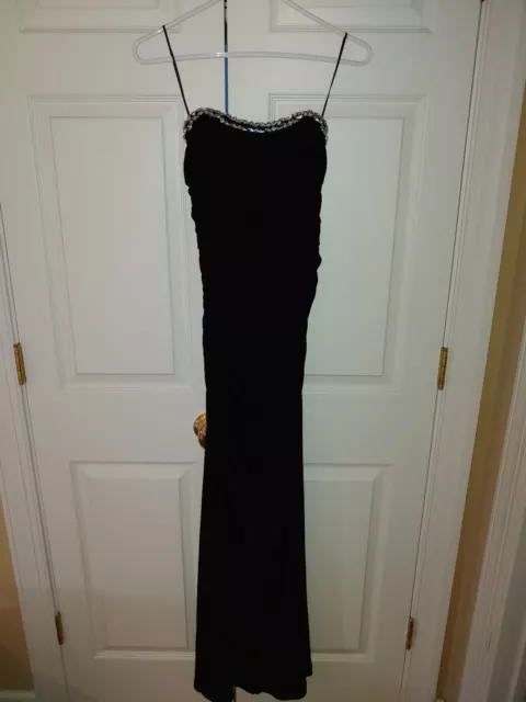 Women Prive By Allen Schwartz Black Strapless Rouched Formal Gown Dress Size S