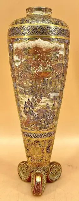 Important Japanese Meiji Satsuma Vase W/ Fine Decor By Shuzan