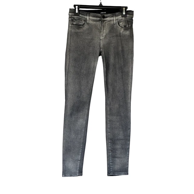 J Brand Jeans Womens 26 Skinny Leg Midnit Met Metallic Black Color low rise