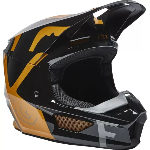 Fox V1 Skew Motocross Helmet BLACK GOLD Adults S M L XL CLEARANCE