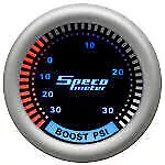 Speco Plasma Series Boost Gauge 2" Vacuum 0-30psi black dial silver bezel 530-02