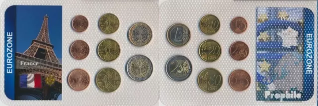 Francia Flor di cuño (FDC) Series de monedas de 1999 1 Cent hasta 1 Euro