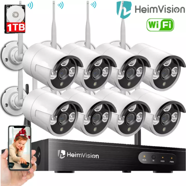 Heimvision 4/8Pcs Wireless Security Camera System WIFI CCTV 1080P NVR+1TB HDD