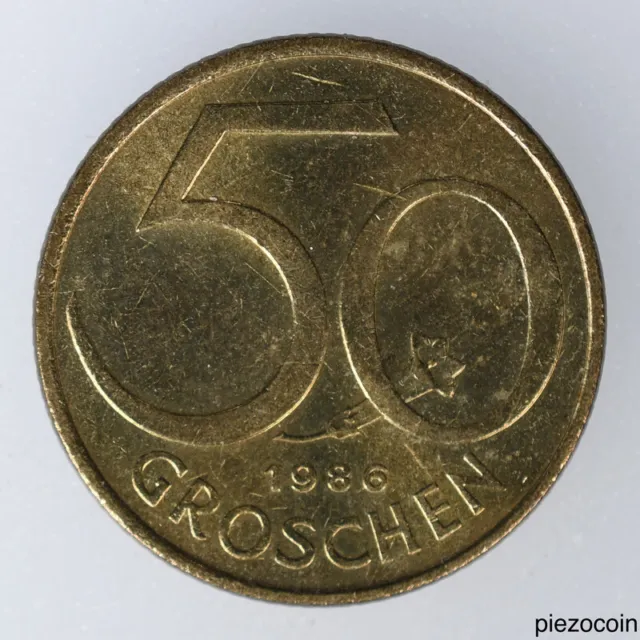 Austria 50 Groschen 1986, Austrian Shield, Coin KM# 2885 Inv#C747
