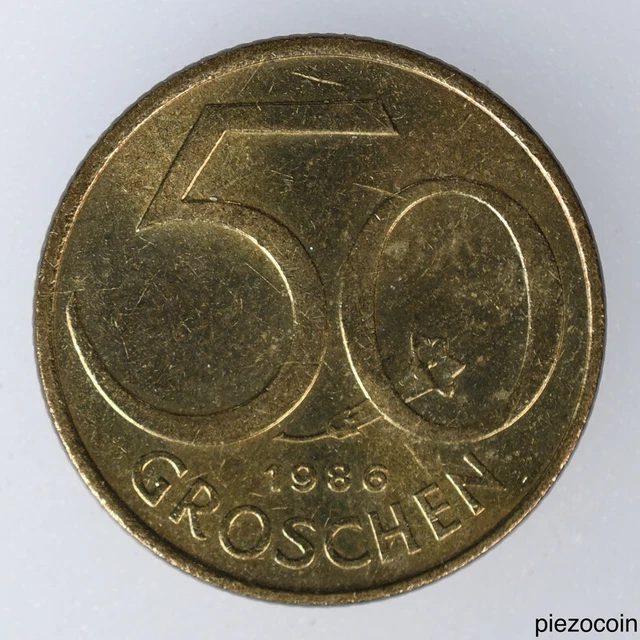 Austria 50 Groschen 1986, Austrian Shield, Coin KM# 2885 Inv#C747