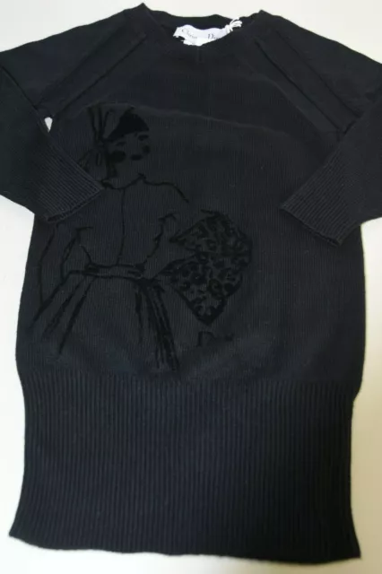 Nuovo Christian Dior Ragazze Maglione Abito W Fiocchi Nero Viscosa Cashmere 4 Un
