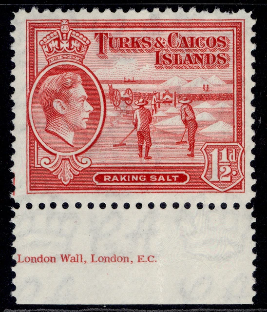 TURKS & CAICOS ISLANDS GVI SG197, 1½d scarlet, NH MINT.