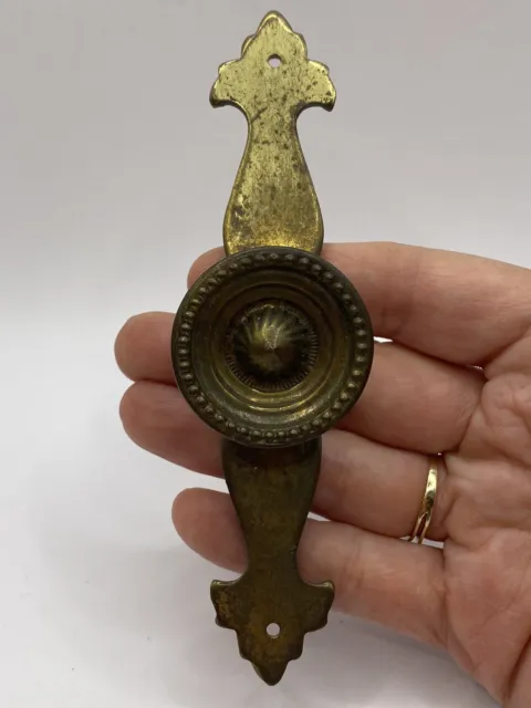 1 vintage brass cabinet knob with ornate backplate