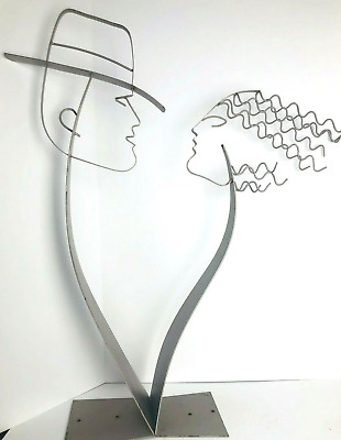 CURTIS JERE’ Modernist Metalwork Sculptures Signed by Artist 32in tall Man Woman