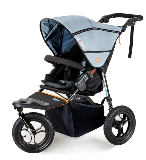 Out n About nipper single V5 pushchair Rocksalt Grey basket & Raincover 0m-22kg