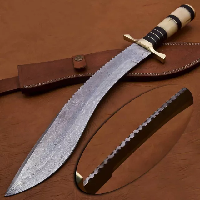 Customized Hand Made Damascus Steel Gurkha Kukri Knife With Camel Bone Handle