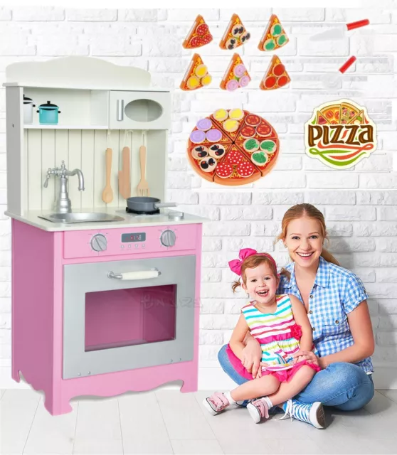 Cocina de Madera para Niños Horno Pizza Juguete Juego Pizzaiolo con Accesorios