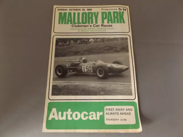 1969 Mallory Park Programme 26/10/69 - Clubmans Car Races - Brscc