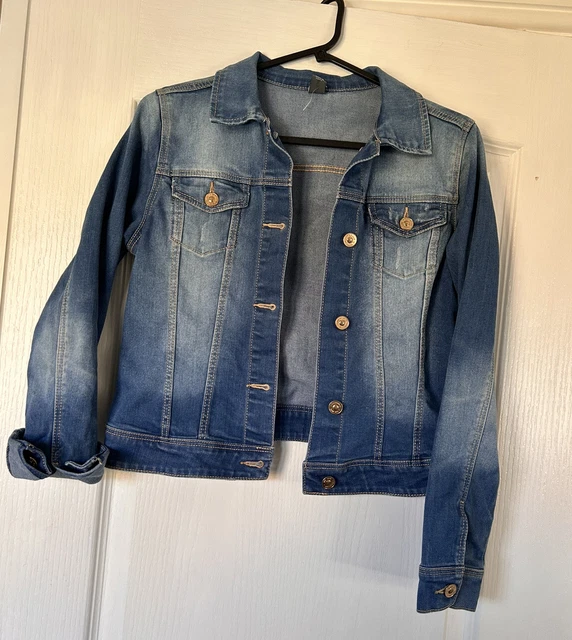 Girls Zara Blue Denim Button Up Distressed Jacket Age 13-14 Years