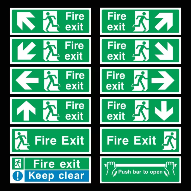 Fire Exit Plastic Sign or Sticker - Emergency Exit, Escape