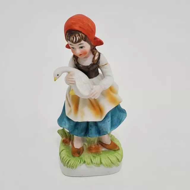 Vintage HOMCO Ceramic LITTLE GIRL WITH GOOSE 6"h Figurine