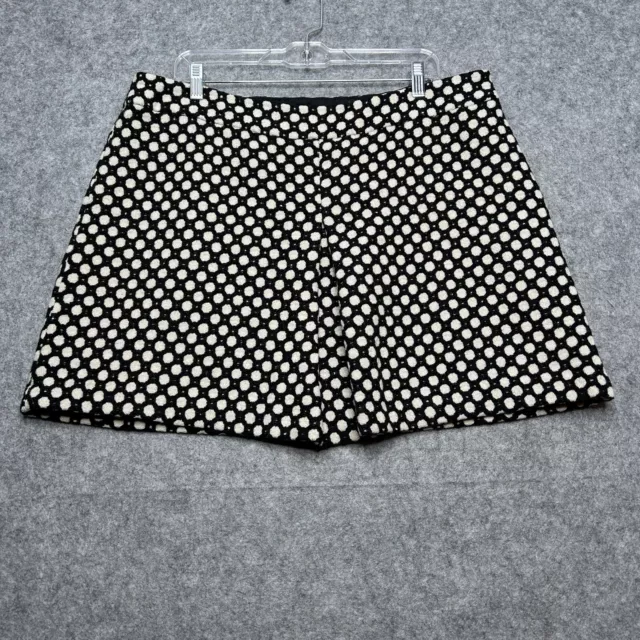 Boden Skirt Womens 20R Black White Dots Wool Blend Mini Lined Pleat Side Zip Fun