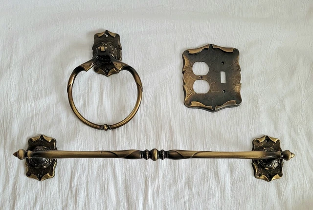 Amerock Carriage House 20" Towel Bar-Towel Ring-Switch Plate Cover-3 Piece Lot
