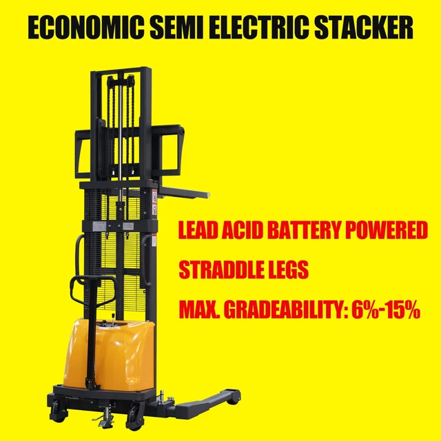 APOLLOLIFT 98" Lifting Semi Electric Pallet Stacker 3300lb Cap. W/ Straddle Legs