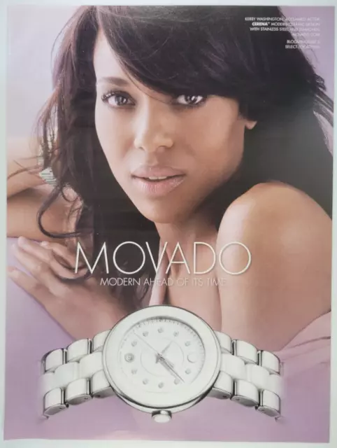 Movado Watch Cerena Cermaic Diamonds Kerry Washington 2013 W Magazine Ad 10x13"