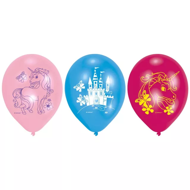 Amscan 9902112-6 latex balloons unicorn, diameter 22.8 cm, decoration, balloon,