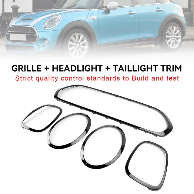 BLACK GRILL + Headlight + Taillight Trim Fit Mini Cooper F55 F56 F57