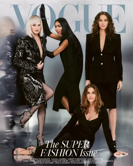 British Vogue September 2023 Naomi Campbell Cindy Crawford Super Fashion Issue