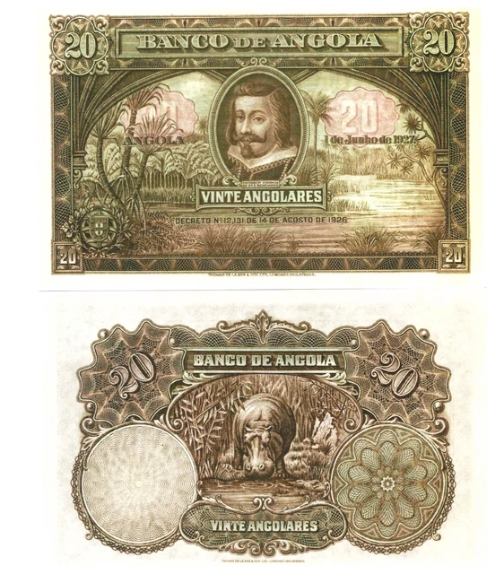 r Reproduction Paper  - Angola 20 Angolares 1927 Pick #73    0348R