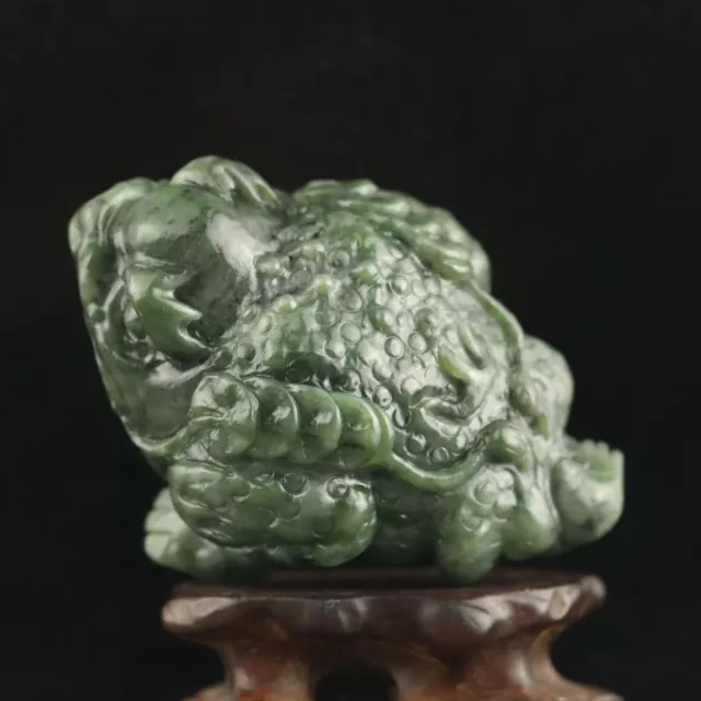 China old natural green jade hand-carved statue dragon jin chan pendant d12 2