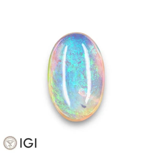 IGI Certified AUSTRALIA White Opal 3.99 Ct. Natural Untreated OVAL Play of Color