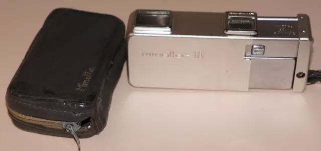 Vintage Minolta 16 Subminiature Camera w/ Rokkor F=22mm f/1.28 Lens & Case