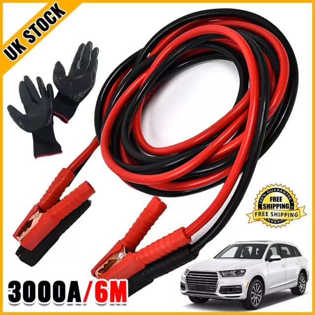 Heavy duty extra 6 metre trade 3000amp car van truck jump leads booster cables