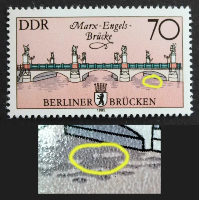 DDR 1985 MiNr. 2975 mit Plattenfehler F50 postfrisch