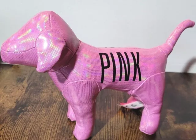 8" Victoria’s Secret LOVE PINK Plush Puppy Dog Pink Iridescent Color Smooth RARE