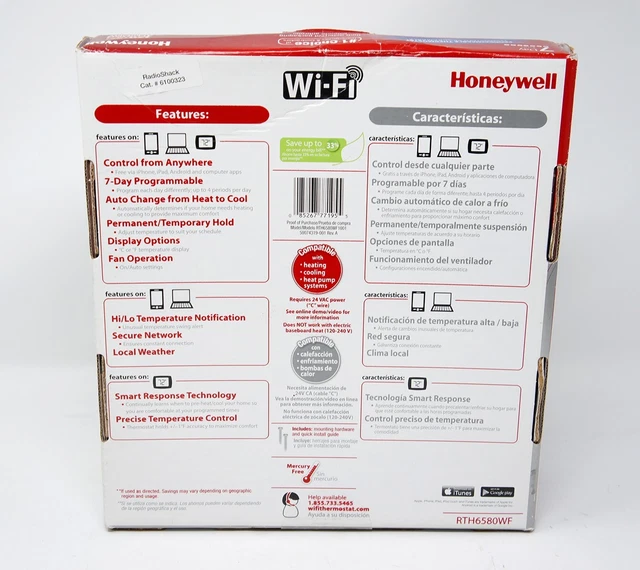 HONEYWELL HOME RTH6580WF WiFi Enabled 7Day Programmable Smart