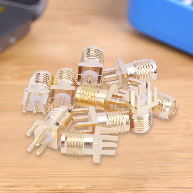 10 Pcs SMA-KE Plug Socket Brass Solder PCB Board Edge Mount Adapter with 4 Pins