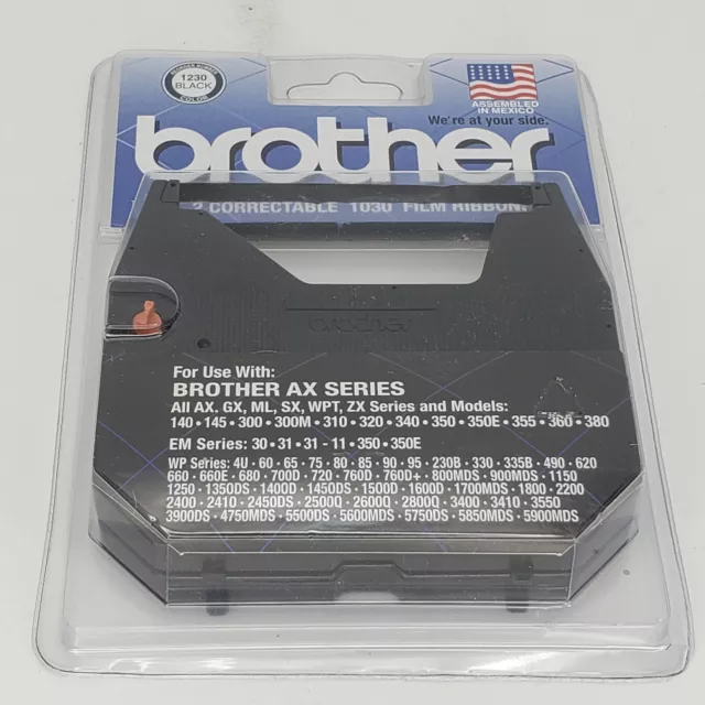 2 PACK Brother Typewriter AX Series 1230 Black Ink Correctable 1030 Film Ribbons