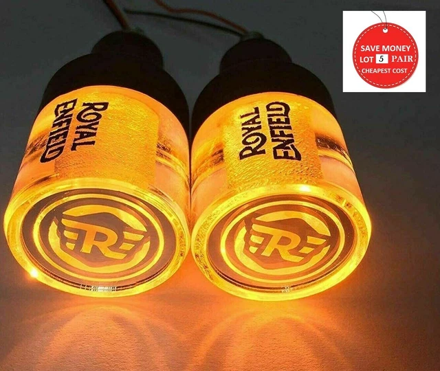 RESELLER DEAL 5X For Royal Enfield Crystal Handle Bar End LED Light Side Weights