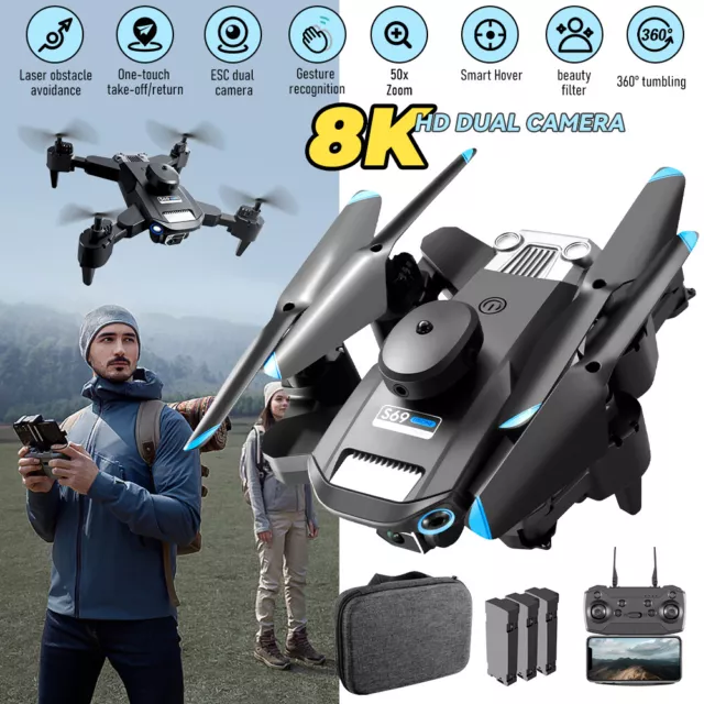 WiFi FPV Drohne Mit 8K-HD GPS Kamera Selfie RC Quadrocopter Drone +3 Akkus