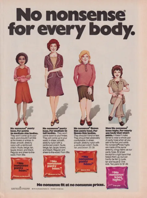 No Nonsense Nylons, Panty Hose, Knee Highs, Full Page Vintage Print Ad