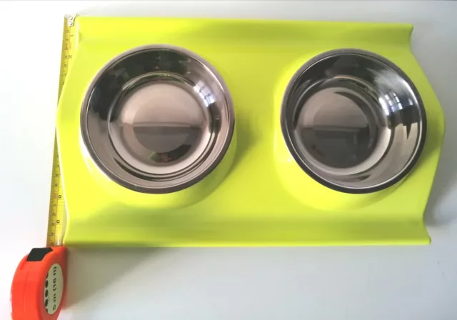 Double bols pour chat en acier inoxydable porte-angles nourriture et eau vert citron vert