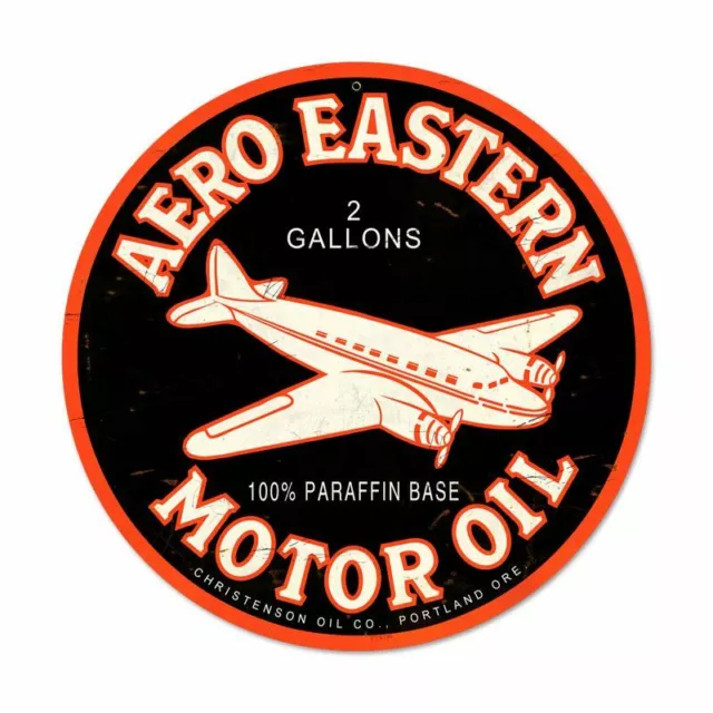 Aero Eastern Motor Oil 14" Round Heavy Duty Usa Made Metal Advertising Sign