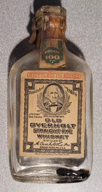 Vintage Old Overholt Miniature Bourbon Whiskey Bottle