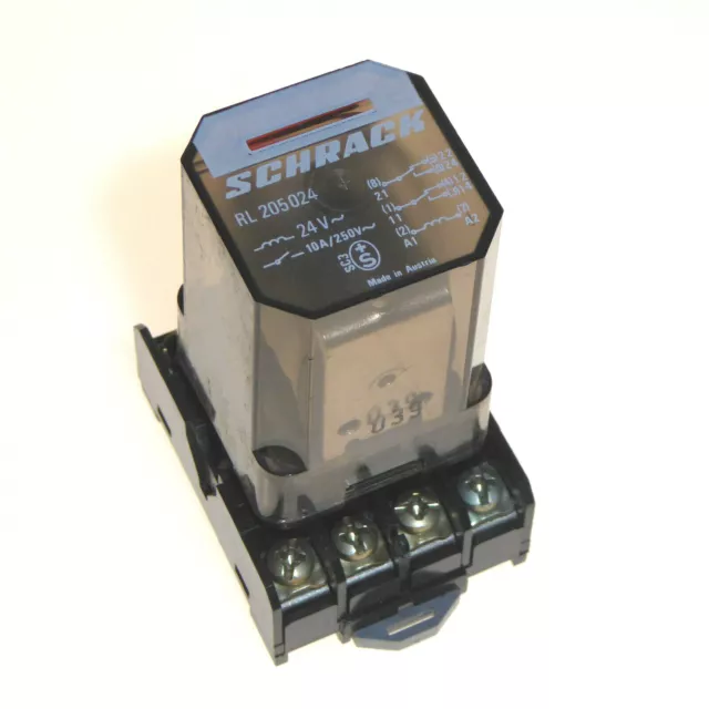 SCHRACK RL 205024 24V AC 10A 250V 8 Pin Coil Relay Module and 8 Pole socket Base