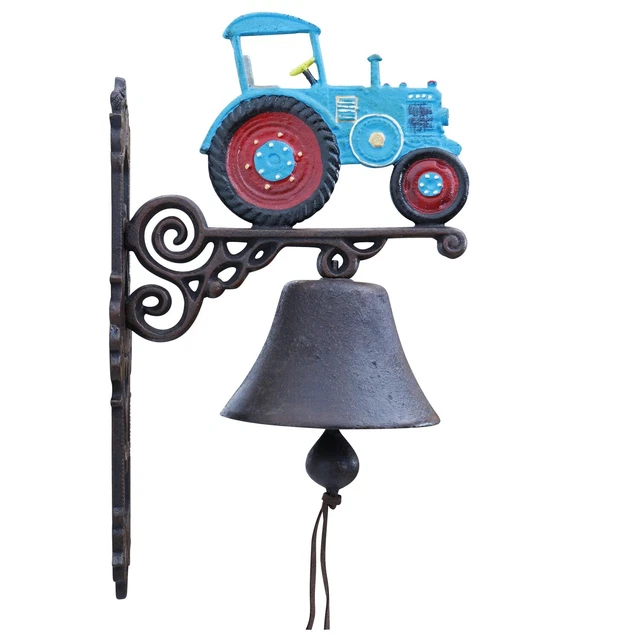 Campana de pared timbre de puerta hierro tractor decoración estilo antiguo 40cm