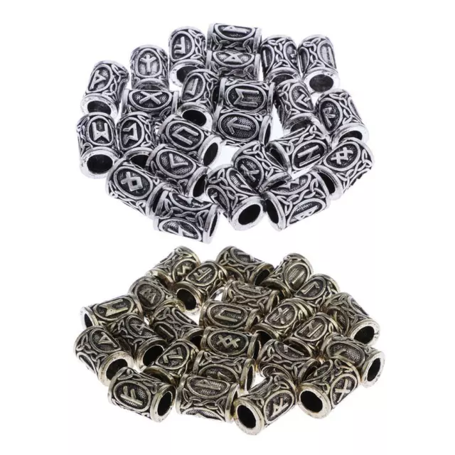 Lot de 24 breloques Runes Viking, perles, pendentifs pour cheveux et barbe,