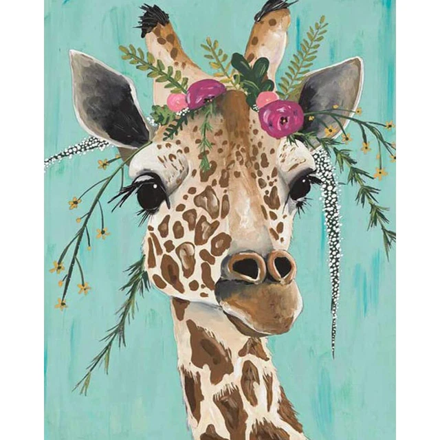 Kits de pintura al óleo de flores jirafa por números hágalo usted mismo pintado a mano sobre lona arte de pared regalo