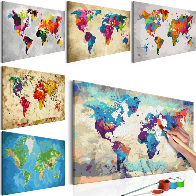 MALEN NACH ZAHLEN Erwachsene Wandbild Malset 60x40 Weltkarte n-A-0231-d