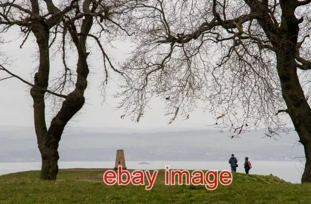 Photo  Edinburgh Calton Hill Trig Point A Couple Looking Over The Firth Of Forth